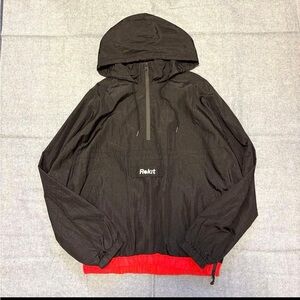 Rokit half-zip nylon anorak jacket with a red lining Black and Red Men's Jacket